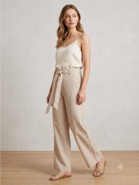 NWT Linen Blend Pants Boho Coastal Cottagecore Vacation - Size M